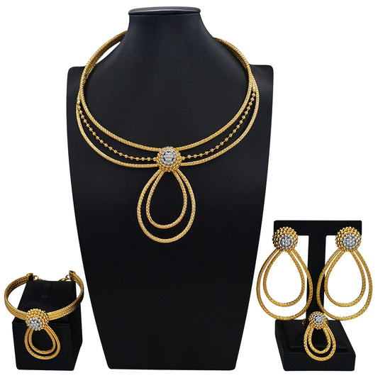 Zhuerrui Italiano Gold Designs Women Jewellery Set Party Fine Costume Jewelry Set Luxury Big Necklace Jewellery Sets X0004030
