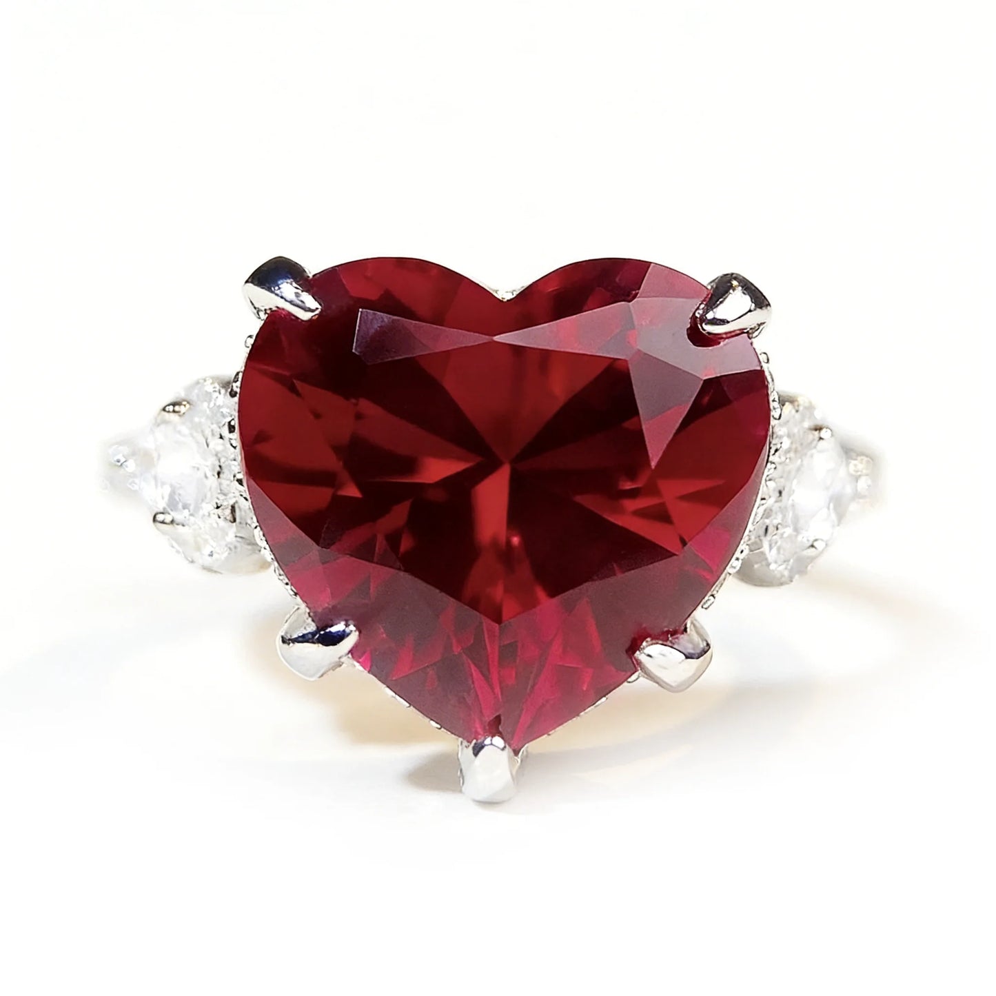 Wholesale Custom 925 Sterling Silver Ruby Rings Women Anniversary Wedding Red 5A 8A Zirconia Rings Jewelry Supplier Manufacturer