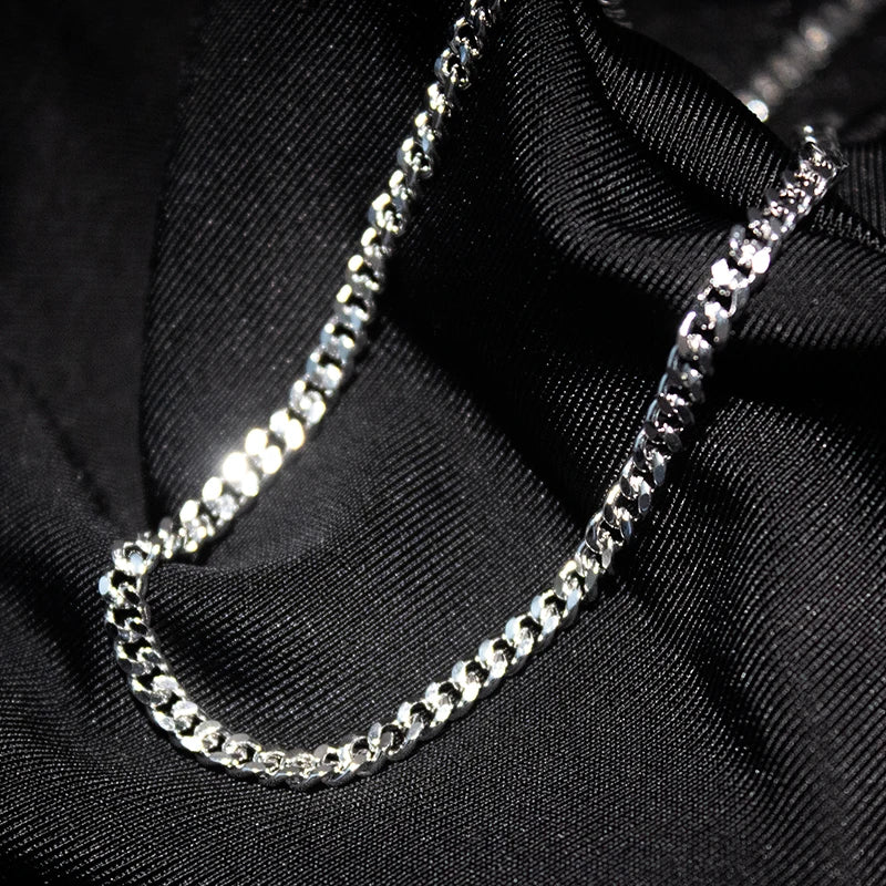 BiG-BOSS Cuban Link Chain Hip Hop Jewelry 3mm 925 Sterling Silver Cadenas Cubanas Fashion Men Necklace