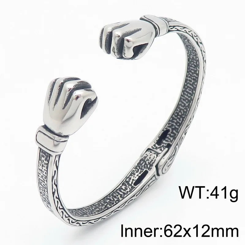 KALEN Sporty Stainless Steel Fashion Bracelets Bangles Open Cuff Boxing Bracelets