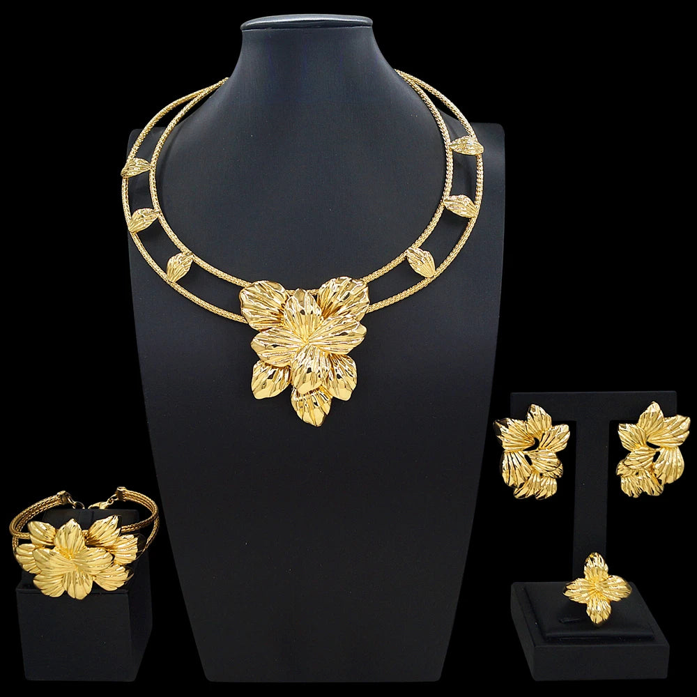 Zhuerrui Italiano Gold Designs Women Jewellery Set Party Fine Costume Jewelry Set Luxury Big Necklace Jewellery Sets X0009830