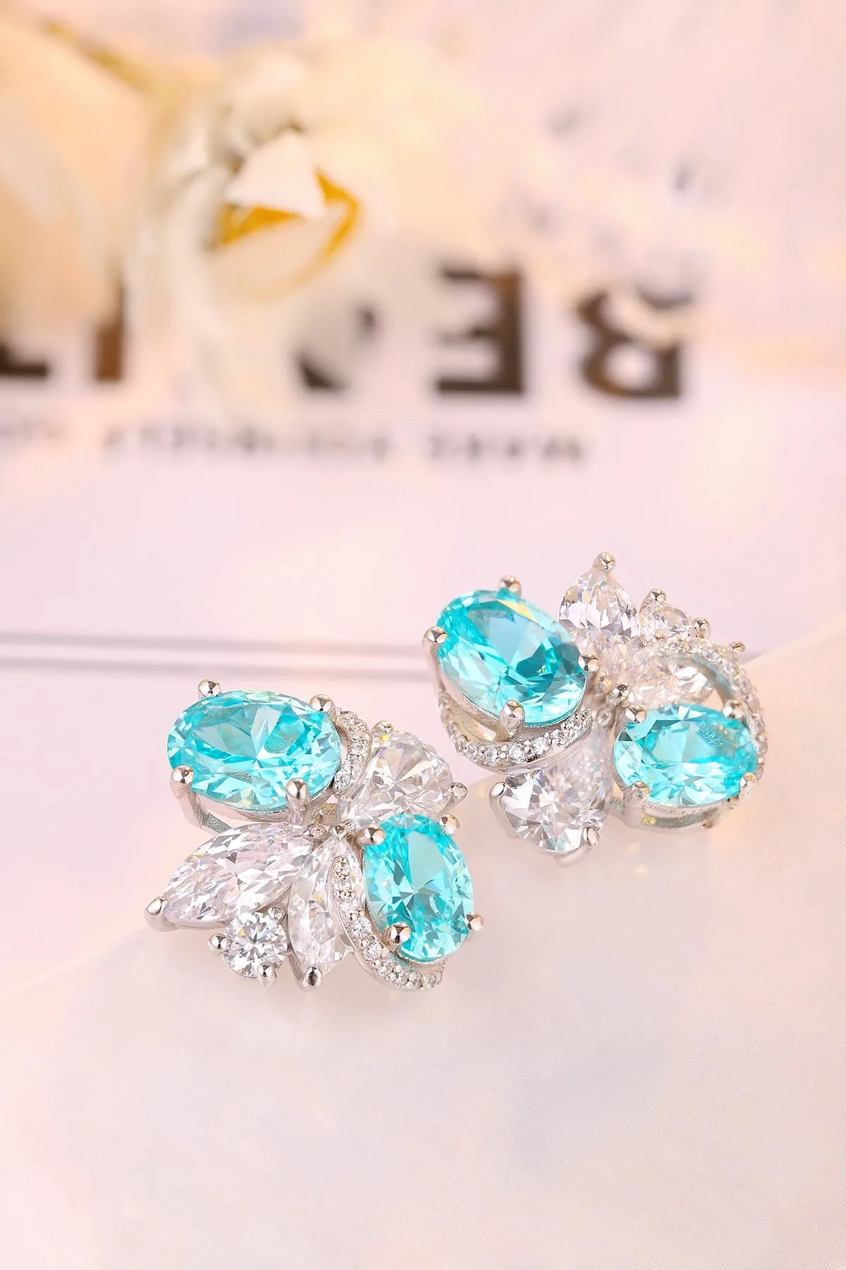 Gemfiori Anster High Quality S925 Lab Grown Paraiba Earring Stud Dainty Gemstone Stud Earrings for Women Daily Wear Gift