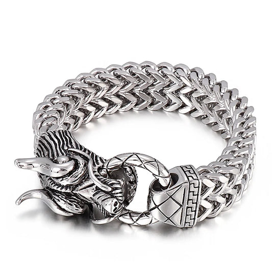KALEN Fashion Men Fashion Punk Stainless Steel Bracelet Chinese Dragon Link Chain Bracelet