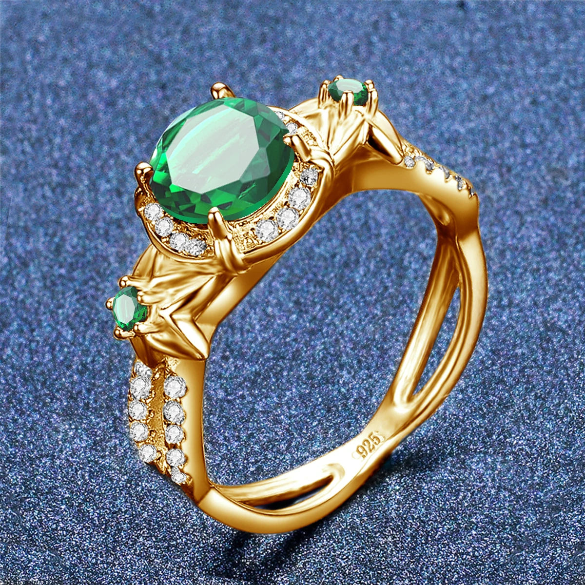 Luxury Fine Jewelry Set Designer Engagement Wedding Birthstone Emerald Women 18K Gold 925 Sterling Silver Jewelry Set