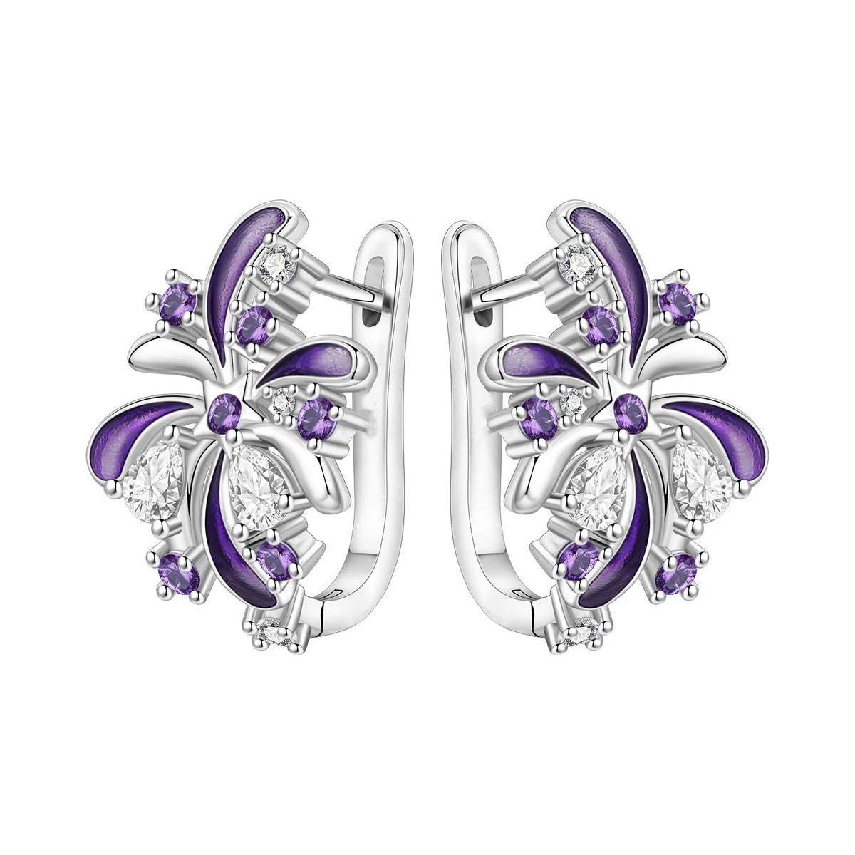 S&S Zircon Drop & Hoop Earrings | Snowflake, Feather & Clover | S&S