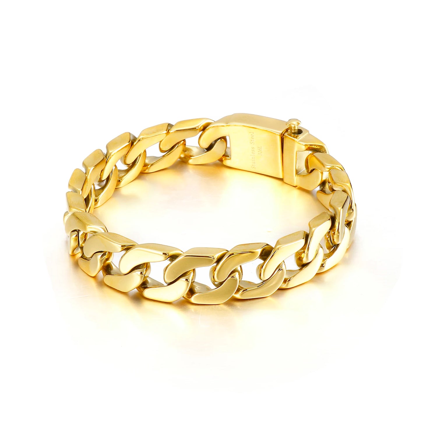 KALEN Punk Fashion Stainless Steel Gold Plated Jewelry Male Bracelet