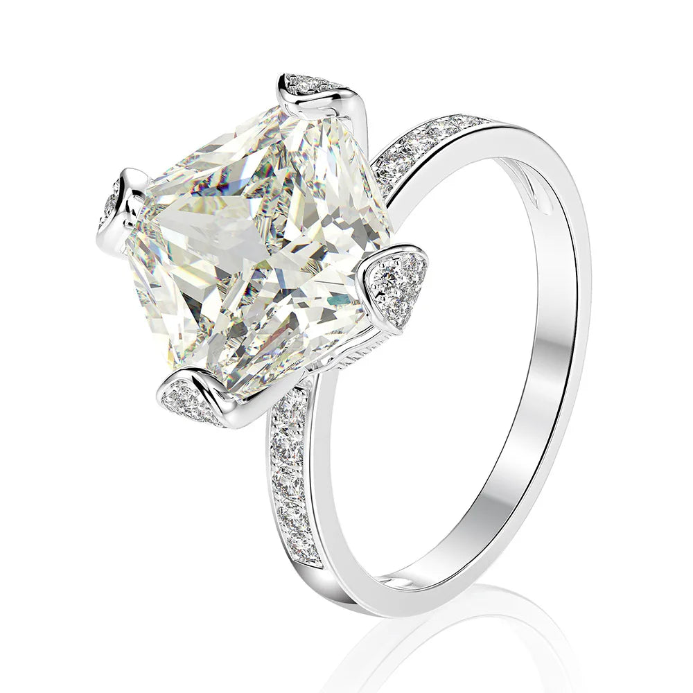 MuShan Jewelry Factory New 6 Carat High Carbon Diamond Ring 11*11 White G Color Ice Flower Cut Engagement Ring Women Set