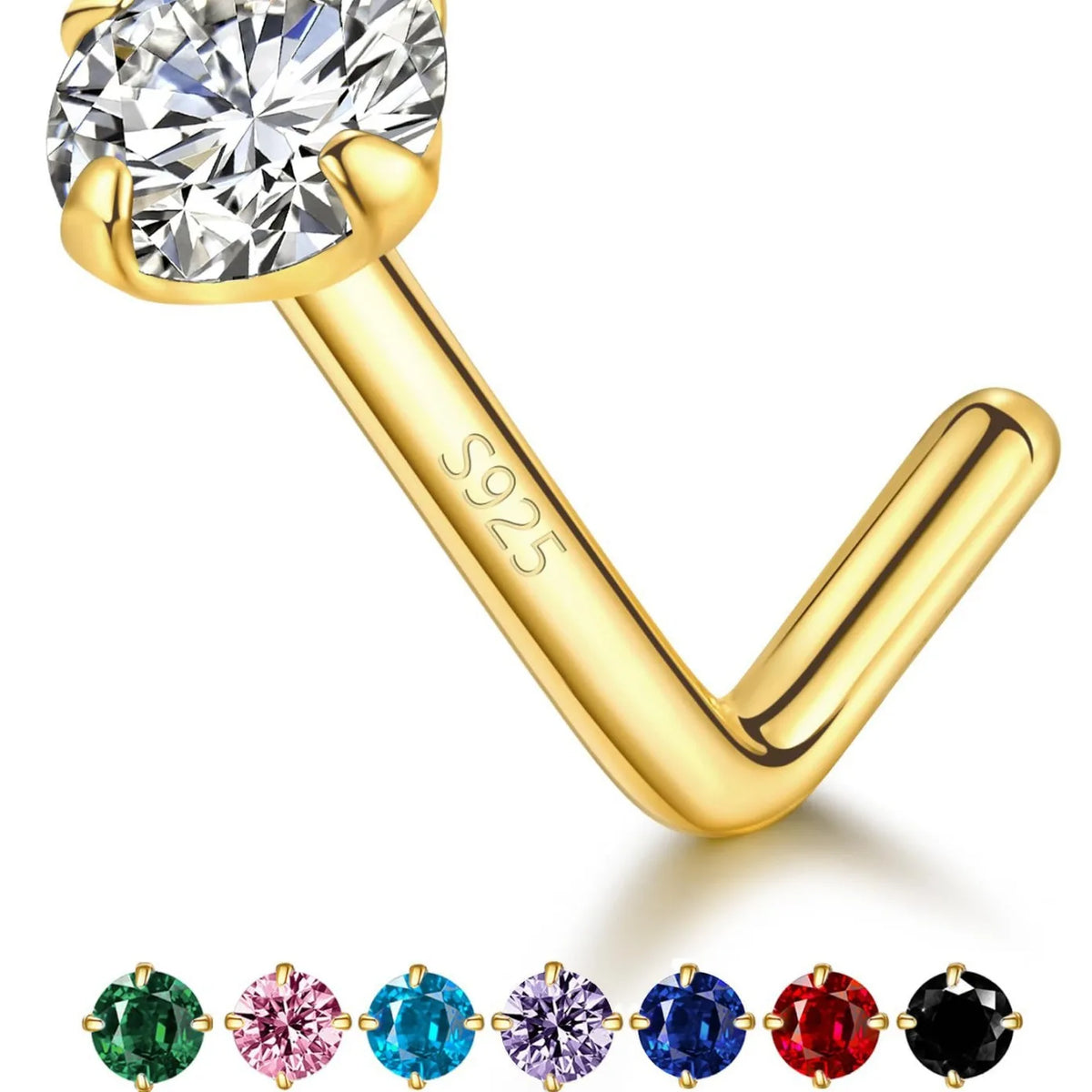 S&S 925 Silver 3mm Diamond Nose Pin Stud | Gold & White Gold Plated