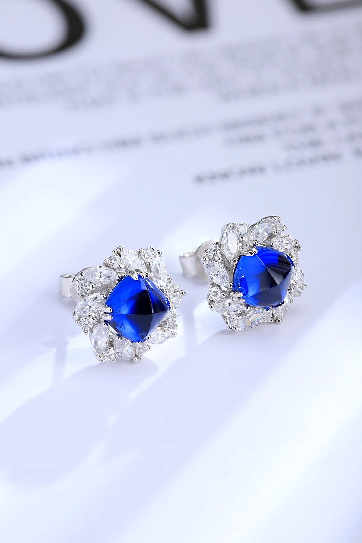Gemfiori Anster High Quality S925 Lab Grown Sapphire Earring Stud Dainty Gemstone Stud Earrings for Women Daily Wear Gift