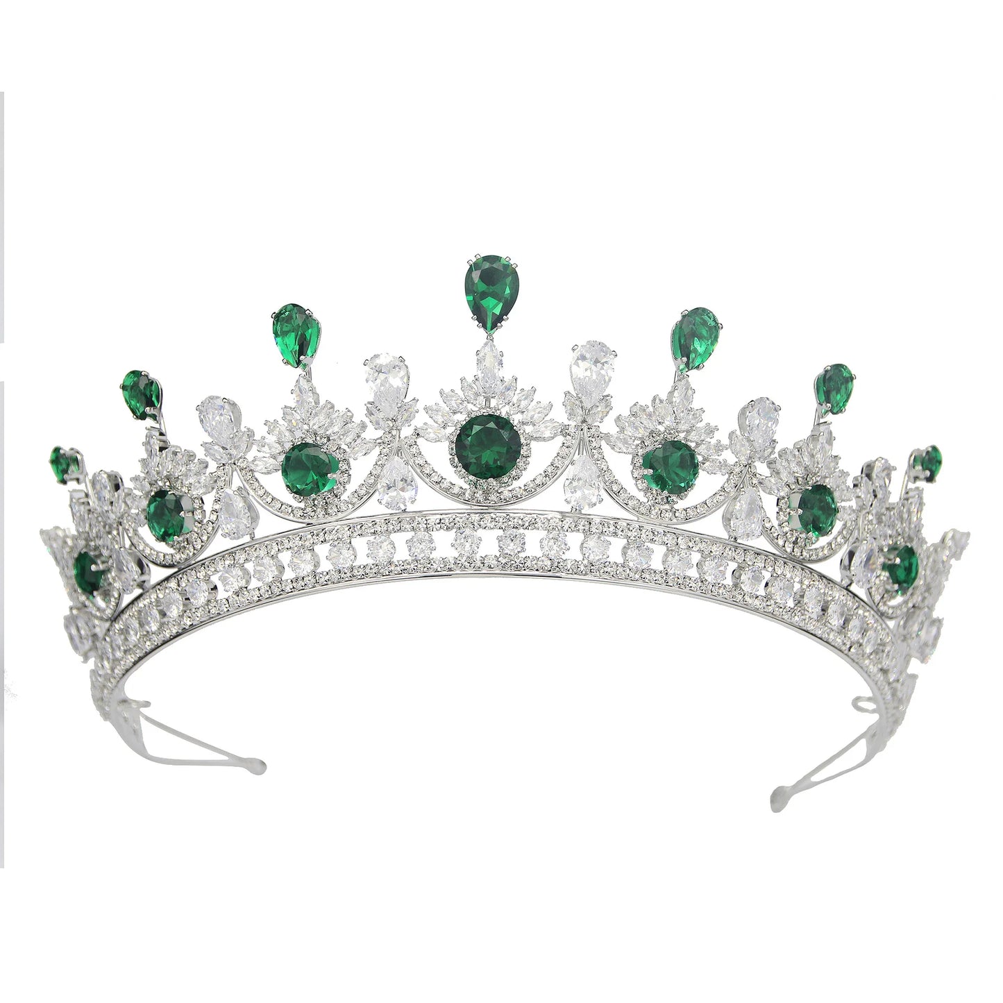 Elegant Luxurious Cubic Zircon Crown Hair Accessory Women's Headdress and Statement Headpiece for Bride Wedding and Pageants