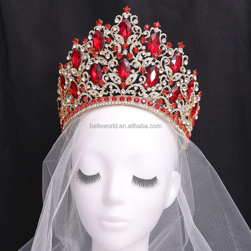 BELLEWORLD Hot Fashion Luxury Coronas Para Reinas Hairpieces for Brides Shiny Big Rhinestone Wedding Party Crown Tiaras Tiaras