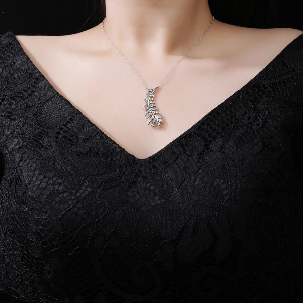 MUSHAN Jewelry Factory S925 Sterling Silver Feather Necklace  High End Accessory for Women  Is Silver Necklace