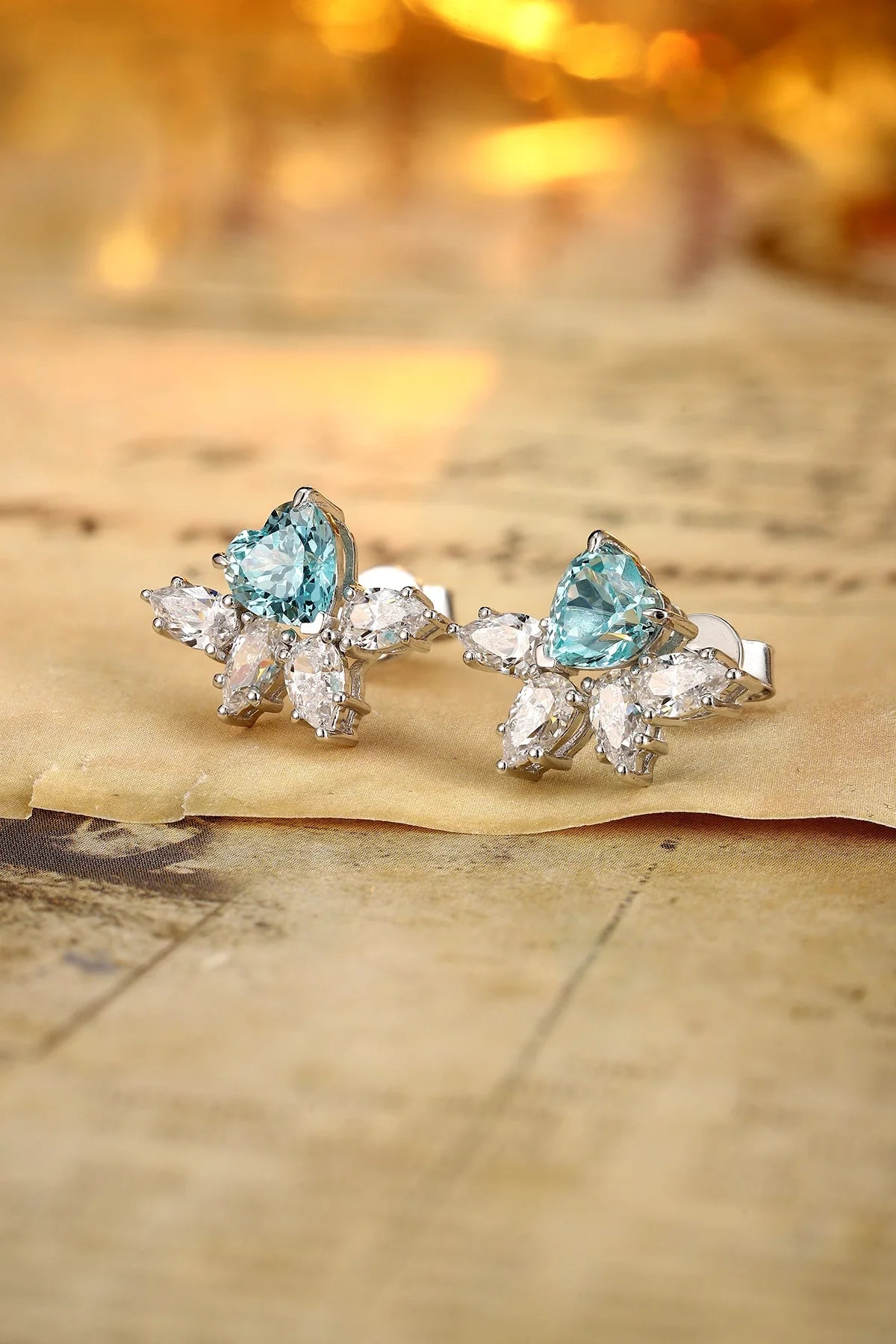 Gemfiori Anster High Quality S925 Lab Grown Paraiba Earring Stud Dainty Gemstone Stud Earrings for Women Daily Wear Gift