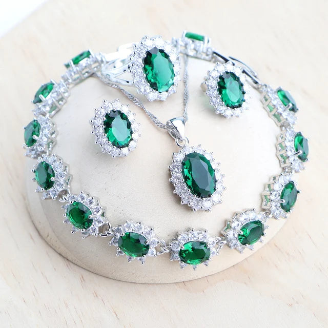 XOTICA Classic Blue Zirconia Women's Jewelry Sets Wedding Earrings Rings Bracelets Pendant Necklace Alloy for Party Engagement Gift
