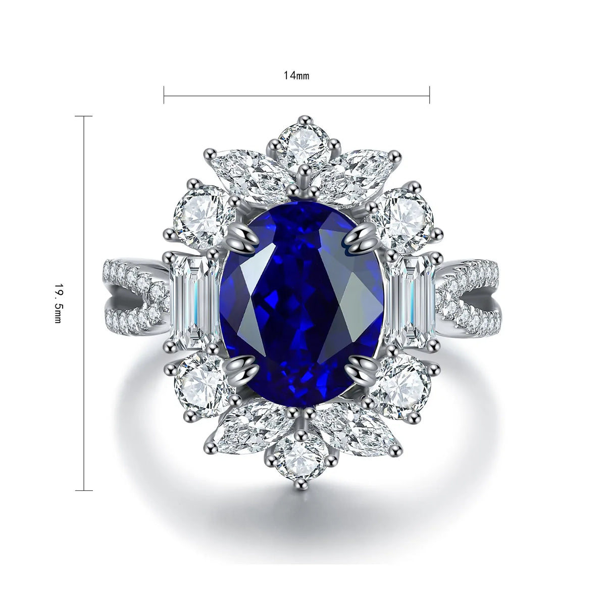 Gemfiori Jewelry Trendy High Quality S925 Silver Cultivated Sapphire Ring Unisex Engagement Ring for Wedding Party or Gift