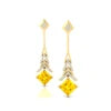 18K Gold Lab Grown Yellow Sapphire Gemstone Real Diamond Drop Earrings Luxurious Fine Fashionable Wedding Party Jewelry Earrings