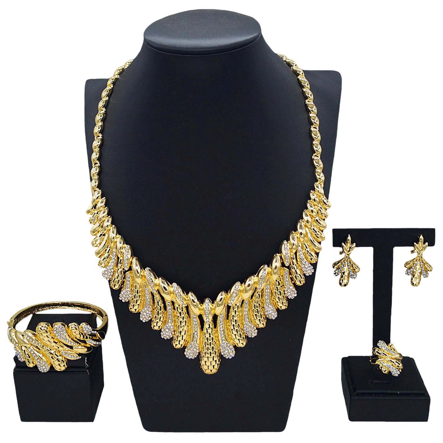 Zhuerrui Fashion New Jewelry Four Sets of Gold-Plated Chain Heavy Industry Classic Atmospheric Earrings Trend JewelryHN201101