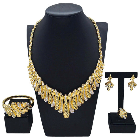 Zhuerrui Fashion New Jewelry Four Sets of Gold-Plated Chain Heavy Industry Classic Atmospheric Earrings Trend JewelryHN201101