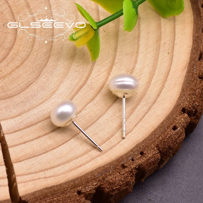 Fresh Water Small Pearl Stud Earrings for Daughter Girls Party Women Minimalism 925 Sterling Silver Jewelry