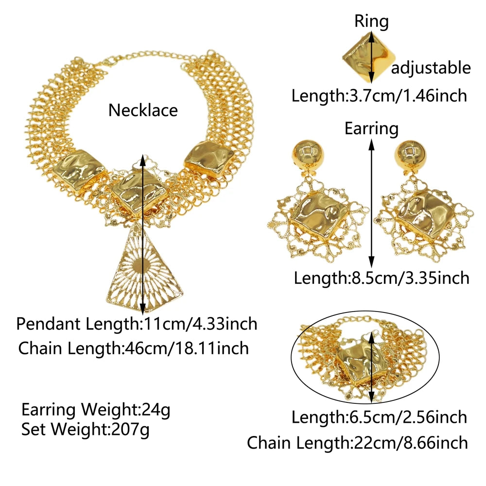 Italian Jewelry Set Alloy Brazilian Jewelry Sets Wedding Party Pendant Necklace Bracelet Ring Earrings Jewelry Set  HK052922
