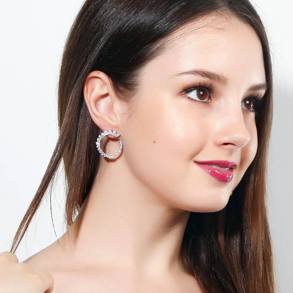 S&S Marquise CZ Big Leaf Stud Earrings | Bridal Silver | 2 Colours | NewLife