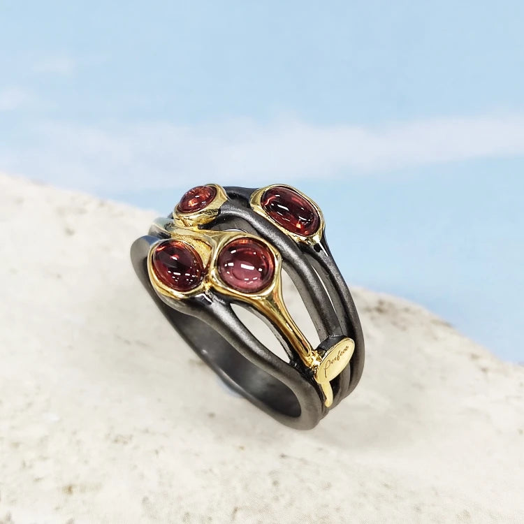 Fashion Garnet Jewelry 925 Sterling Silver Rings Jewelry Women