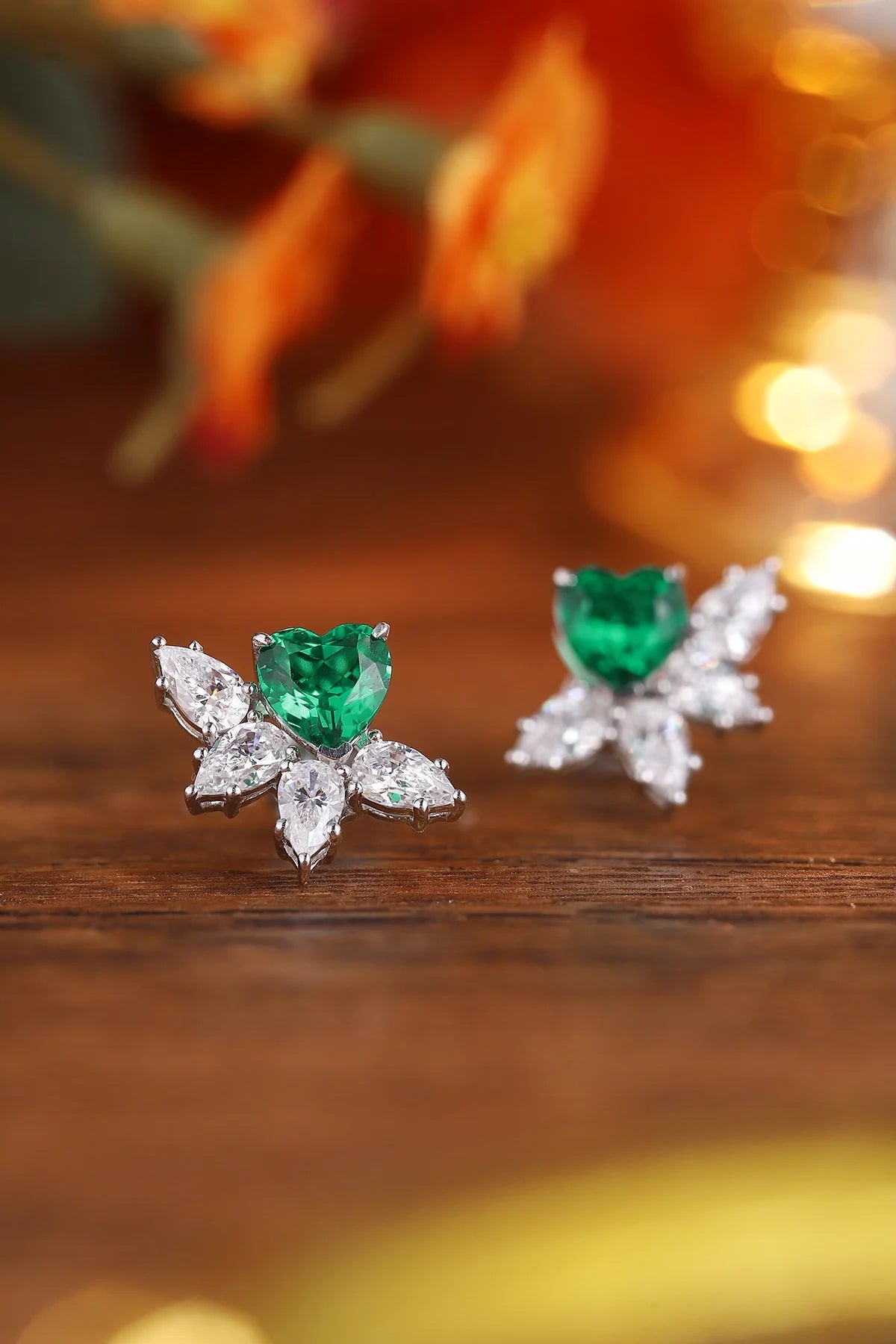 Gemfiori Anster High Quality S925 Lab Grown Emerald Earring Stud Dainty Gemstone Stud Earrings for Women Daily Wear Gift