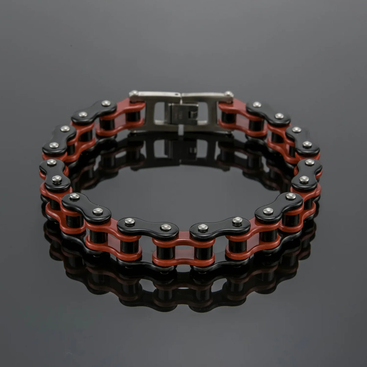 REBEL Hiphop Biker Chain Bracelet Jewelry Sturdy Two Tone Polished Hand Bracelet for Teen Boys Stainless Steel Men Bracelets