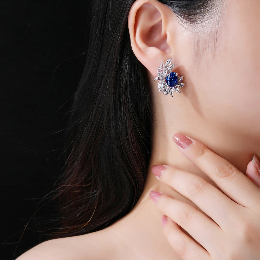 MUSHAN Jewelry Factory Pure Silver Stud Earrings With High-End Feel Electroplated Gold High Carbon Diamond Earrings