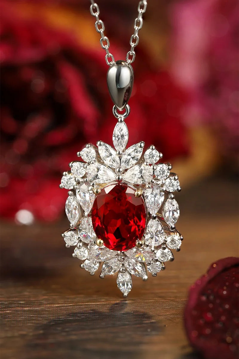 Gemfiori Oval 9*7mm 2.15ct Pigeon blood Lab Ruby 18k gold pendant Necklace Shenzhen custom jewelry manufacturer Wuzhou Gemfiori