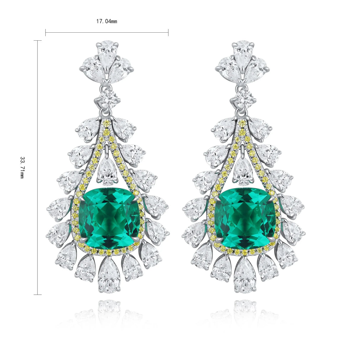 Gemfiori 925 Sterling Silver Earrings Lab Grown Emerald Drop Earrings for Women Vintage Jewelry Gift Idea for Her Wedding Party