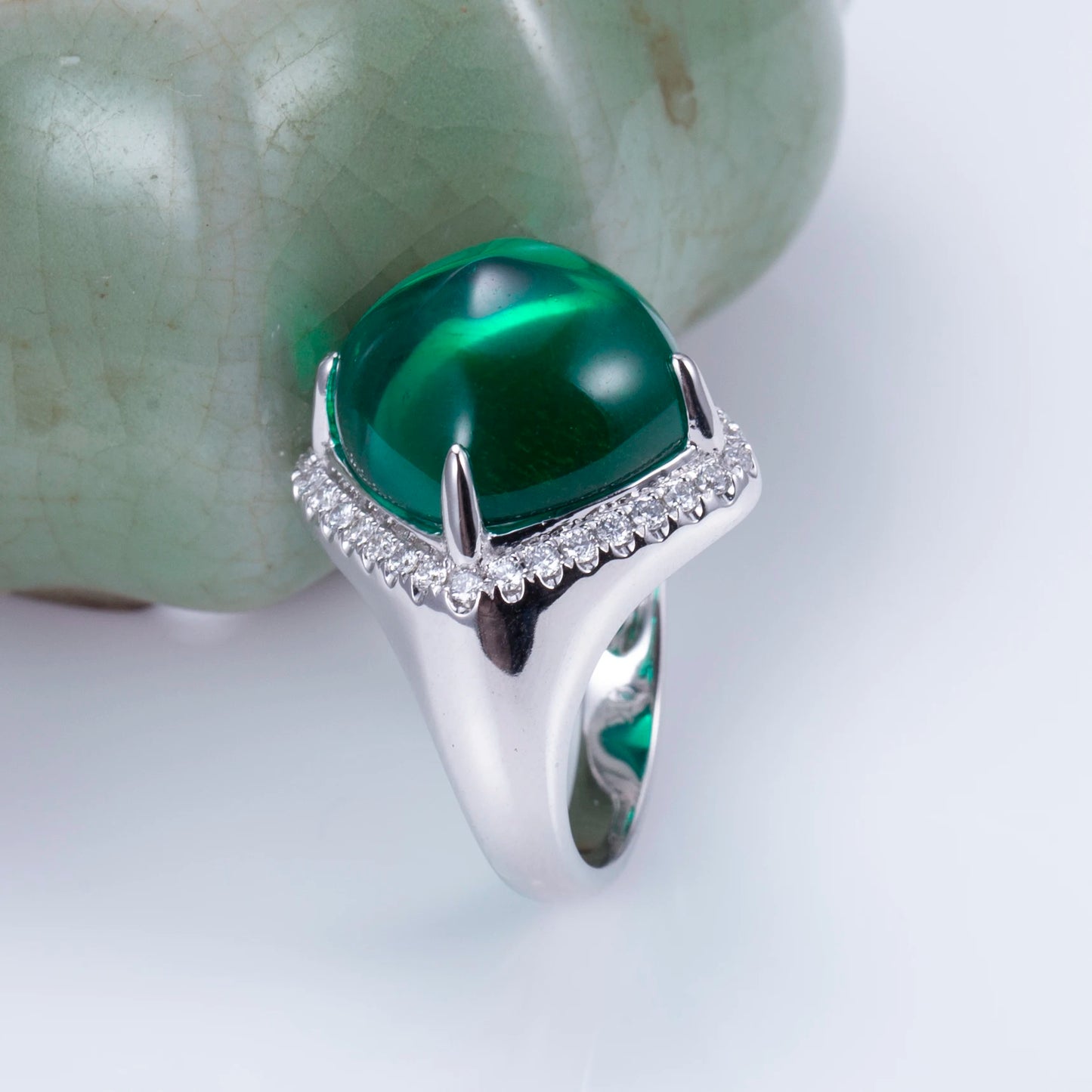 Messi Jewelry  MSR-1178 9K Gold  Custom Jewelry Moissanite Lab Emerald  Ring