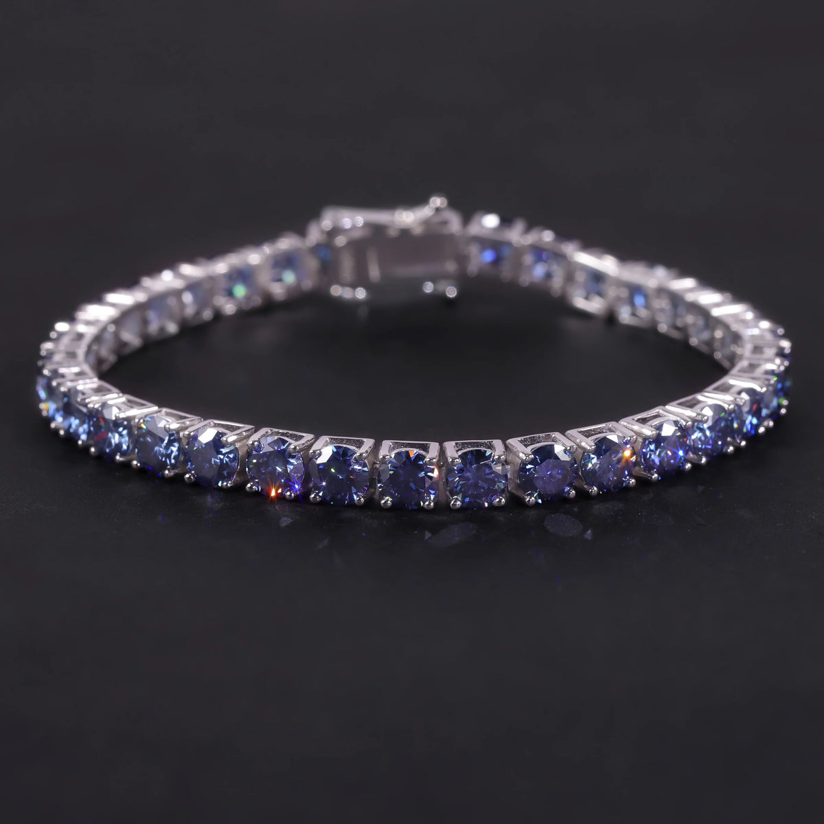 ArtistA Abiding Colored Moissanite 3mm 4mm 5mm 925 Sterling Silver Tennis Bracelet 4MM 7IN Moissanite Tennis Bracelet in Stock