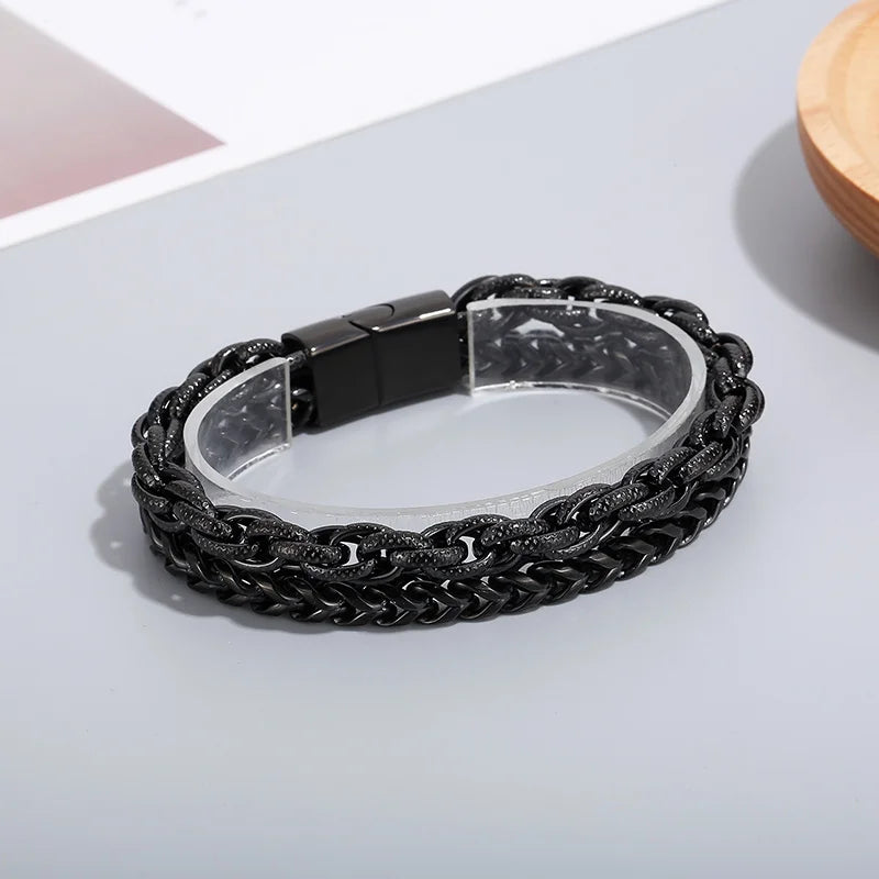 KALEN Hip Hop Panzerkette Edelstahl Herren Armband With Magnetverschluss Aus Edelstahl