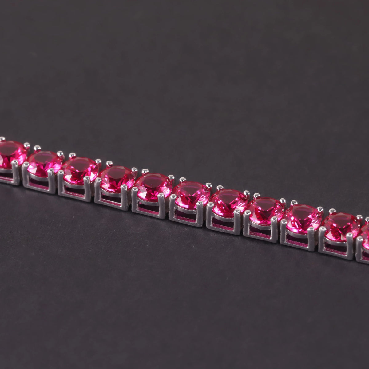 Gemfiori Fashion Hiphop Jewelry 925 Sterling Silver Custom 3MM 4MM 5MM Pinkish Red Gemstone Lab Grown Ruby Tennis Bracelet