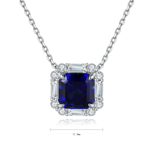 Gemfiori Anster 925 Sterling Silver High-quality Cultivated Sapphire Necklace - Suitable for Parties or As a Gift