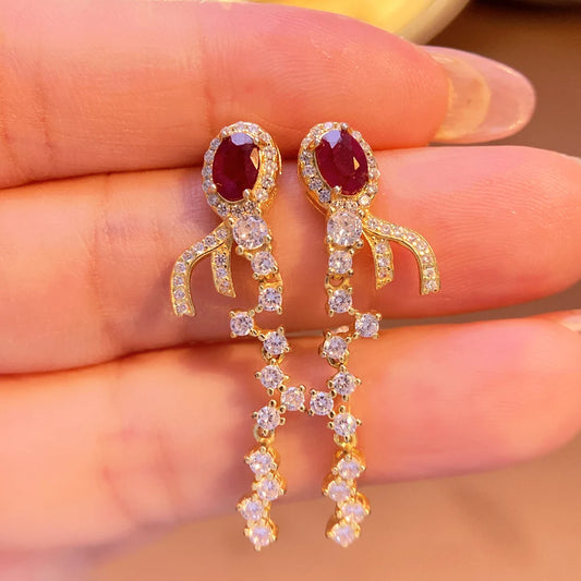 Gioiellieri Luxury Natural Red Ruby Earrings 925 Sterling Silver Wedding Party Gift Fine Jewelry