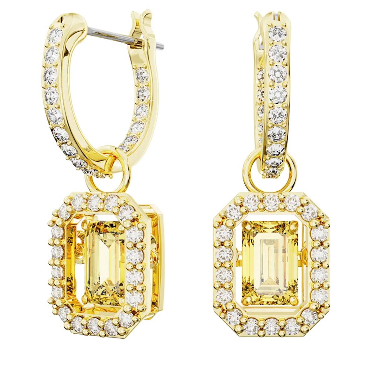 S&S Luxury Vintage Brass Zircon Sparkling Drop Earrings Elegant High-End Jewelry for Women for Parties & Special Occasions