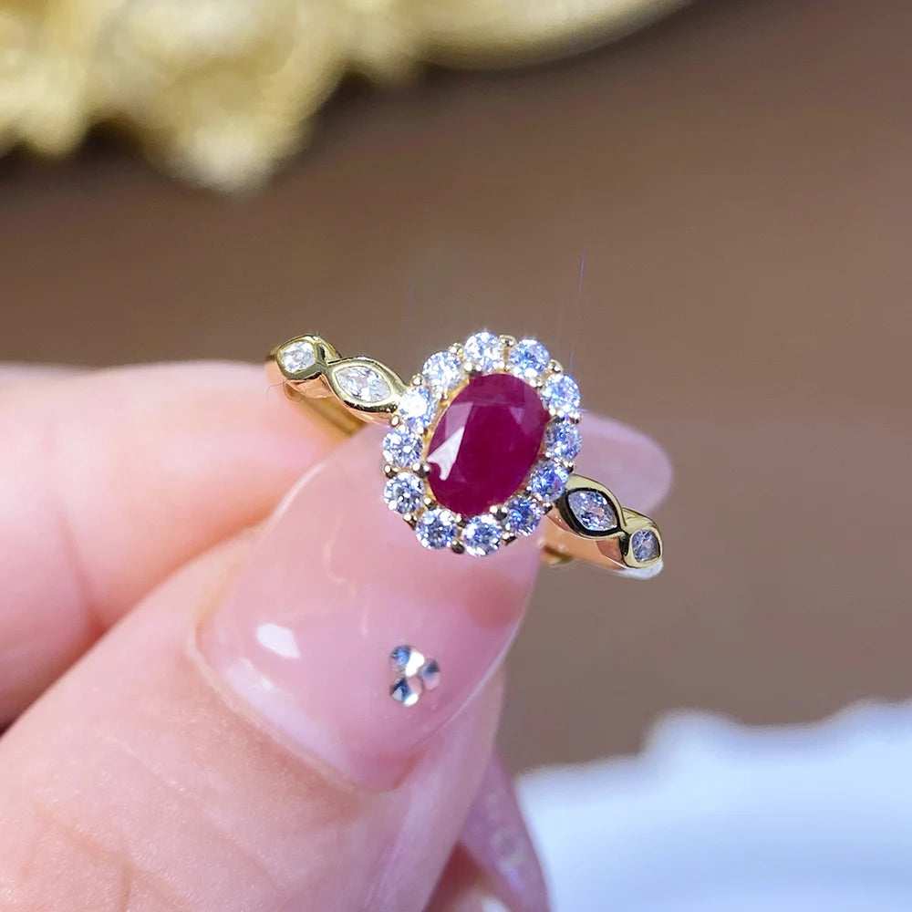 Gioiellieri 925 Sterling Silver Rhodium Plated Gemstone Ring Natural Ruby Prong Set Certified Engagement Anniversary Gift Parties Everyday