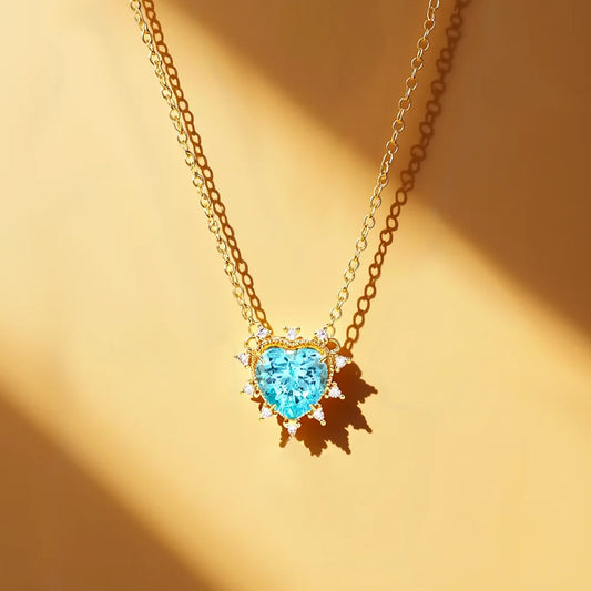 Custom Fine Jewelry MSN-913 18K Yellow Gold Necklace Chain Heart Shape Lab Grown Gemstone Necklace