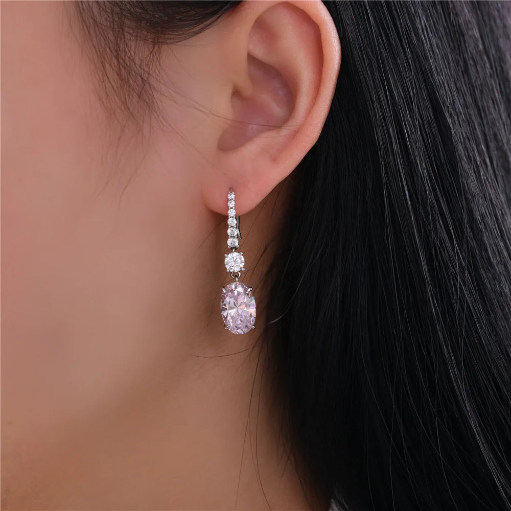 MUSHAN Jewelry Factory 925 Sterling Silver Ear Hooks 3 Carat 8*12 Fashionable and Versatile European and American Women Earrings
