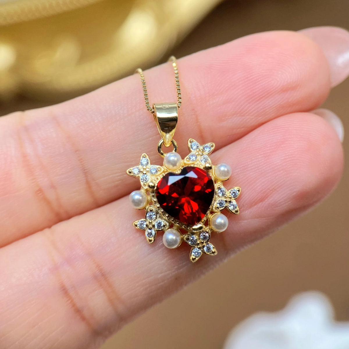 Gioiellieri Natural Garnet Pendant Necklace 925 Sterling Silver Rhodium Plated Luxury Jewelry for Trendy Engagement Anniversary Party Gifts