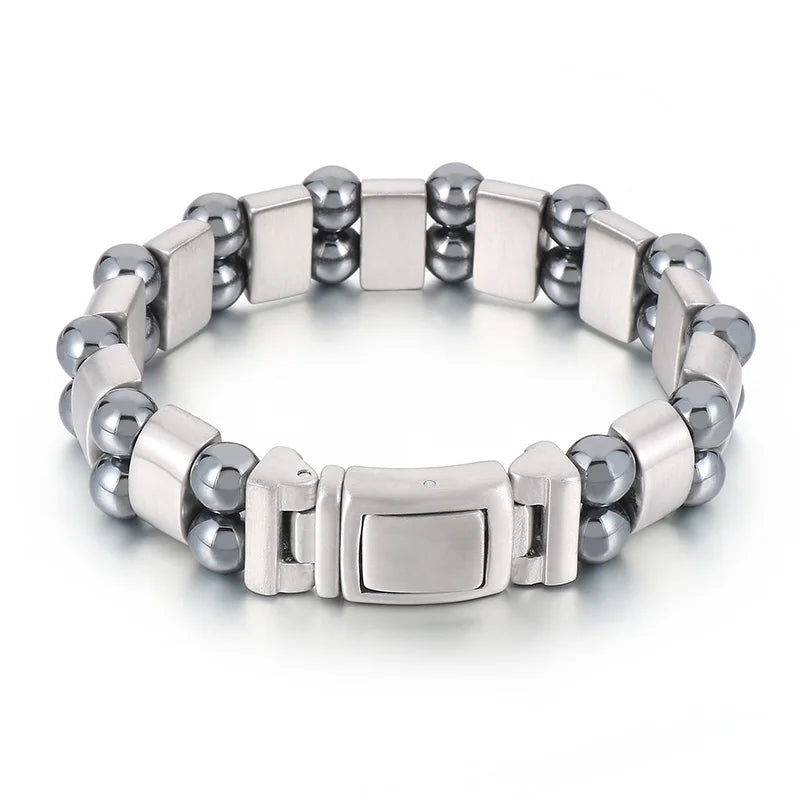 KALEN 210mm Unisex Casual Stainless Steel Bracelet With Iron Stone Links