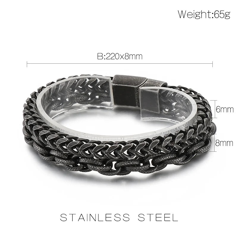 KALEN Stainless Steel Hand Chain Bracelet Retro Chains Bracelets Link Bangle