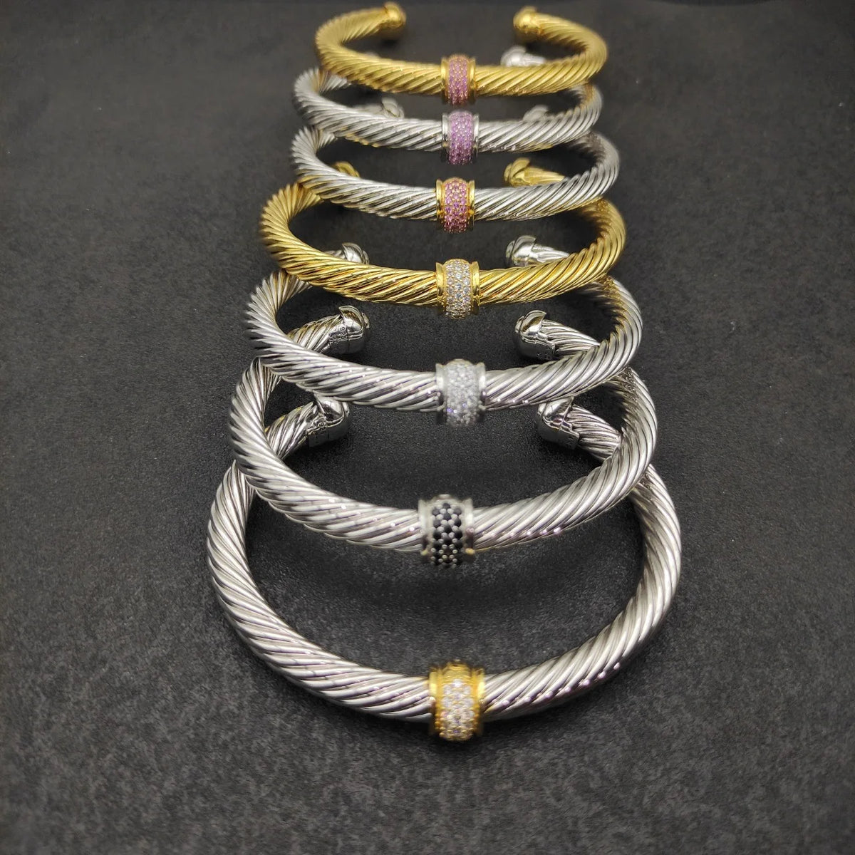 FASHIONISTA DY High-Quality 7mm Silver-Plated Diamond Fashion Bracelet, Fashionable Silver-Plated Colored Gemstone Bangle, Jewelry