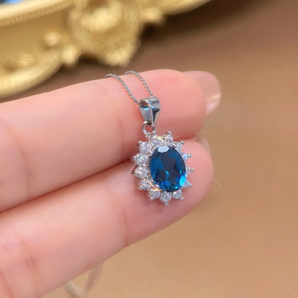 Gioiellieri Sterling 925 Silver Rhodium Plated Natural Topaz Luxury Trendy Custom Indian Birthstone Jewelry Pendant for Women