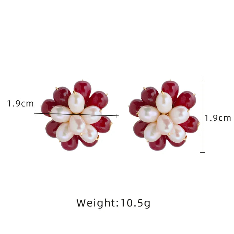 Natural Freshwater Pearl Natural Stone Flower Earrings Korean Style Women Luxury Jewelry Fashion Ladies and Girls Gift GE1588