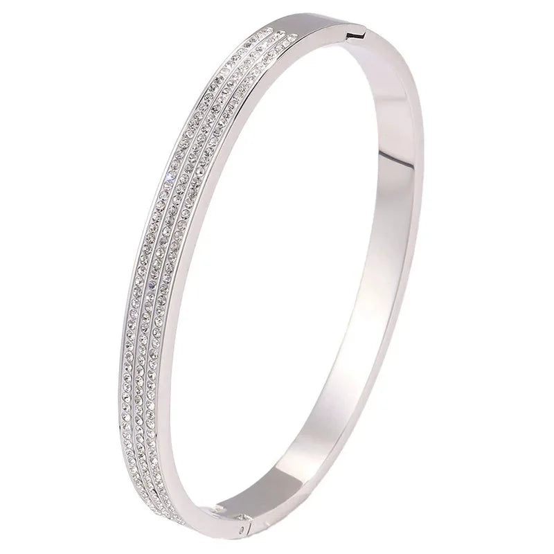 REBEL Stainless Inoxydable Stainless Steel 18K Gold Plated Roman Women Fashion Jewelry Bracelets Bangles