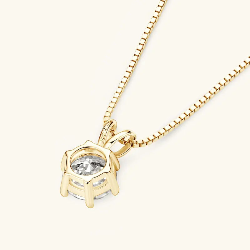 S&S Moissanite Solitaire Six-Claw Pendant Necklace – Collection