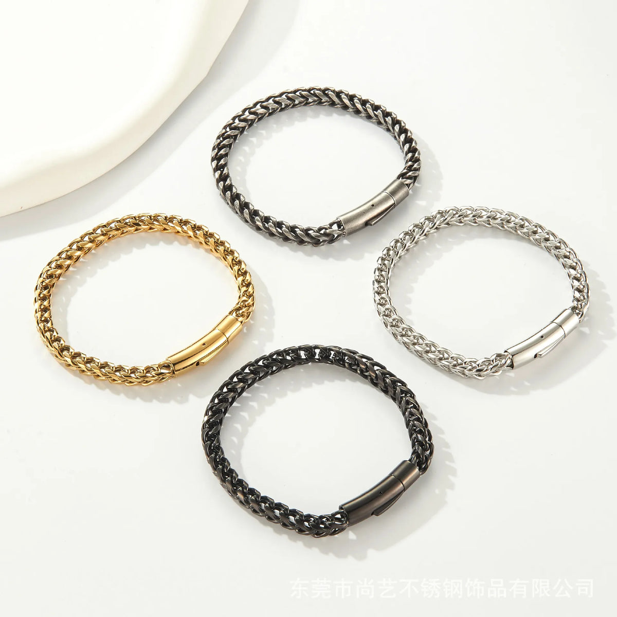 REBEL Simple Stainless Steel Bracelet for Men Personalized Retro Chain Hip-hop Punk Style Fashion Bracelet Jewelry